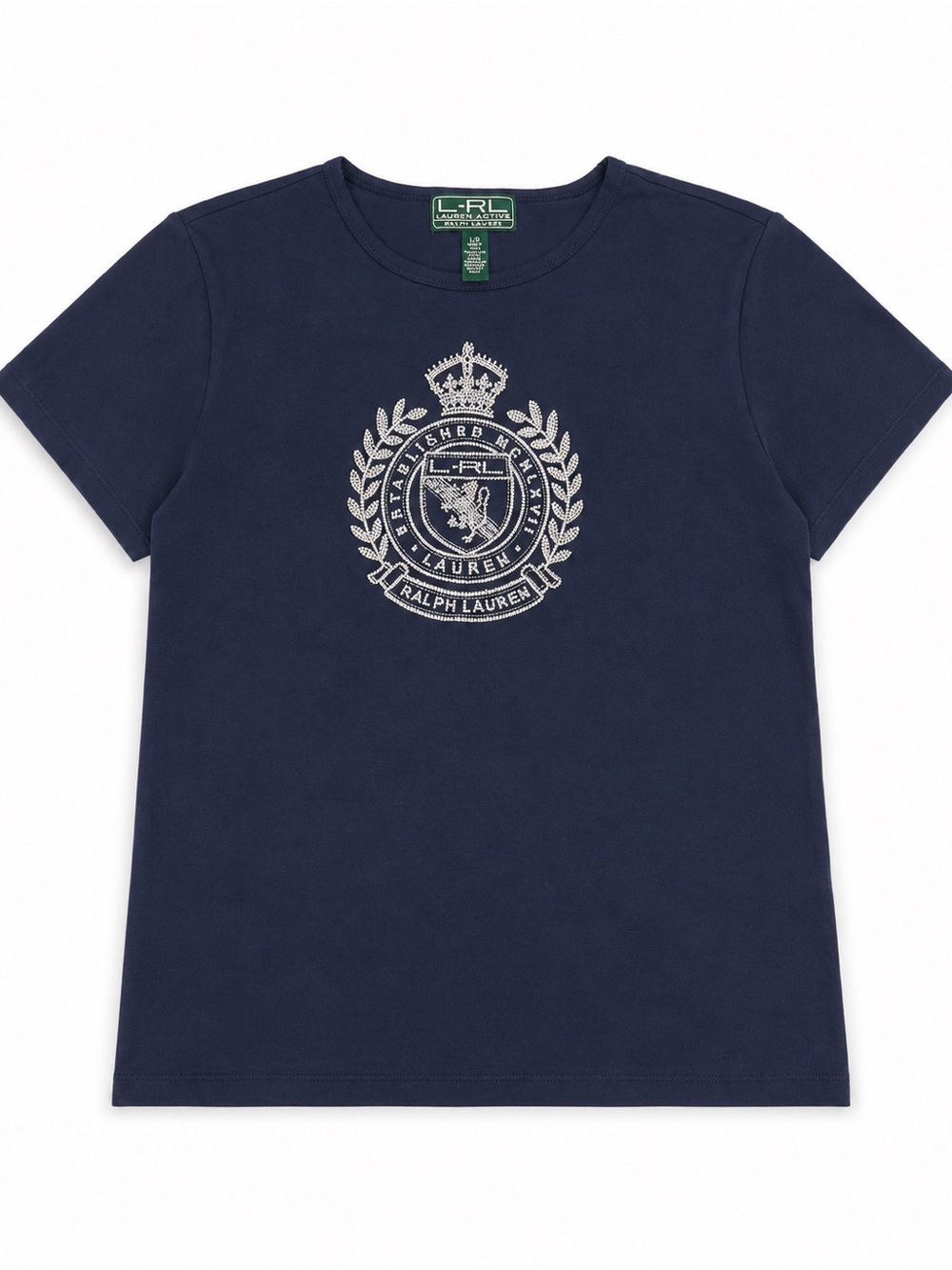 Lauren Active Ralph Lauren Women’s Navy Crest T-Shirt – Size Large